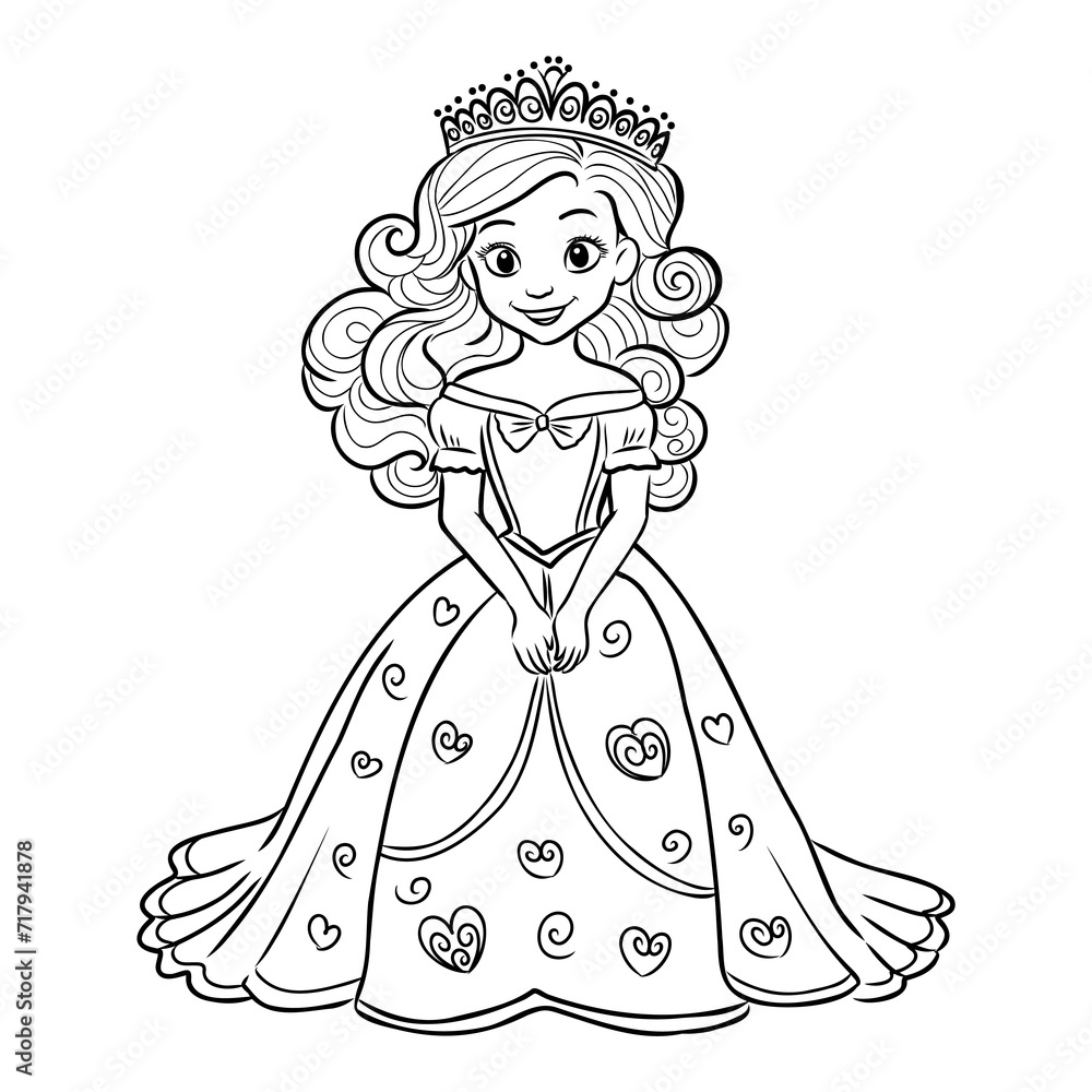 Fototapeta premium Little Princess Coloring page for kids