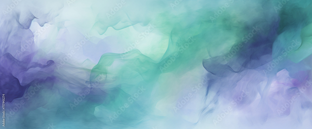 green background with a bright green, blue and purple color, in the style of layered brushstrokes, light sky-blue and dark gray, unprimed canvas, detailed feather