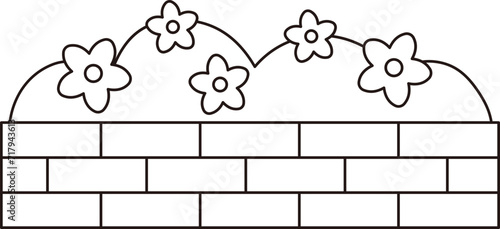 Spring flowerbed outline vector