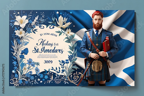 St. Andrew's Day. National holiday in Scotland. 30 November. Background design, poster, card, and banner design. photo