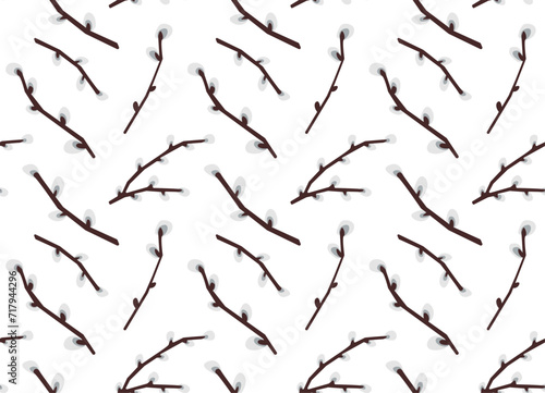 Seamless pattern with spring flowers - Willow twigs