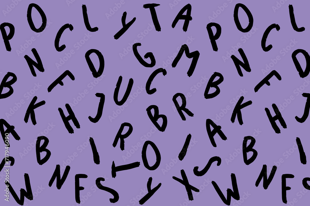 template with the image of keyboard symbols. set of letters. Surface template. pastel violet background. Horizontal image. template with the image of keyboard symbols. set of letters. Surface template. pastel violet background. Horizontal image.