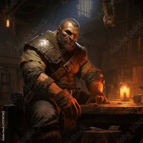 fantasy art, digital art, orc, dungeons and dragons orc photo