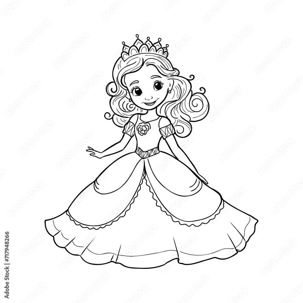 Fototapeta premium Little Princess Coloring page for kids
