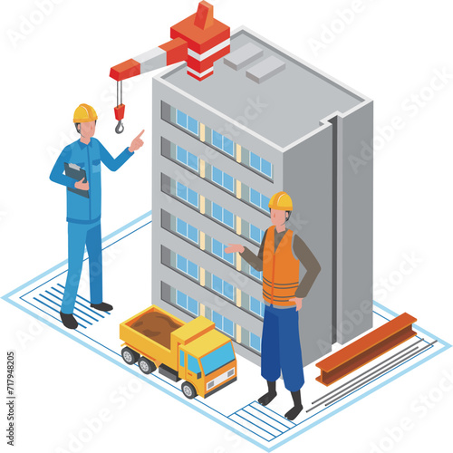 マンションを建設する人々