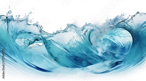 A Majestic Blue Wave Crashing on a White Background