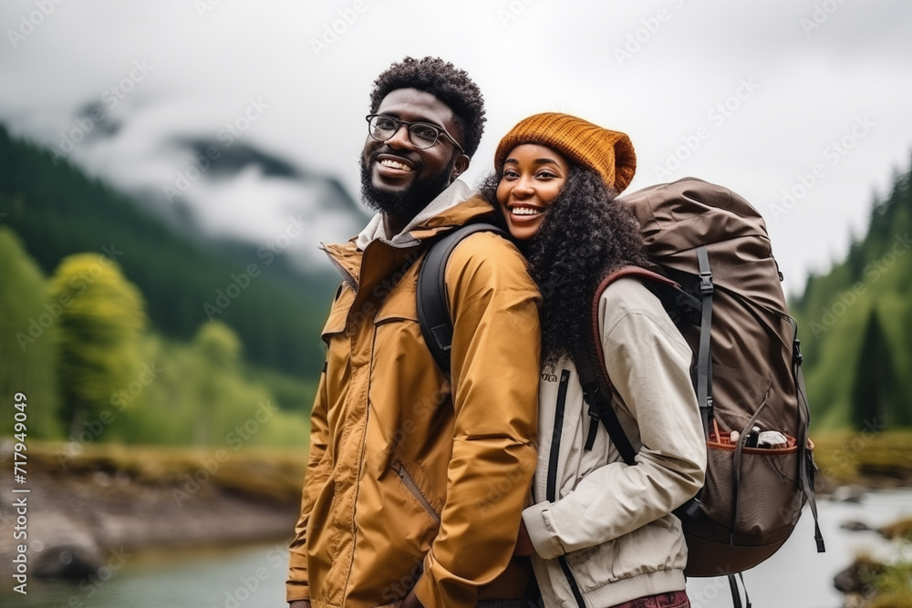 Couples from different nationalities travel in nature for recreation and travel. A lifestyle of outdoor activities during the weekend Couples from different nationalities travel in nature for recreation and travel. A lifestyle of outdoor activities during the weekend
