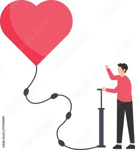 Canvastavla Man inflates a heart, love and patience