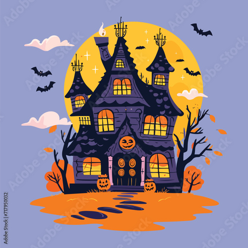 halloween house with pumpkin