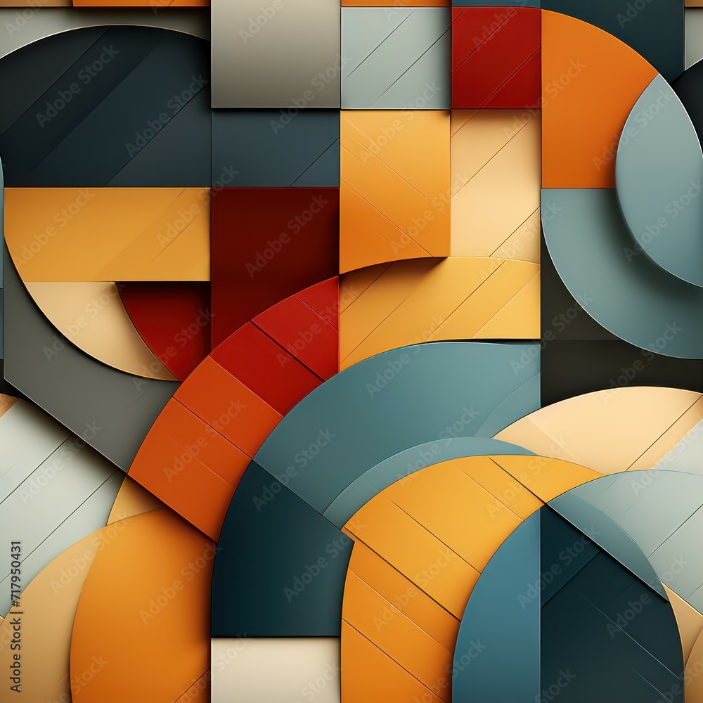 Fototapeta premium Seamless abstract colorful retro concept shapes pattern background