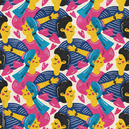 Seamless pattern with people