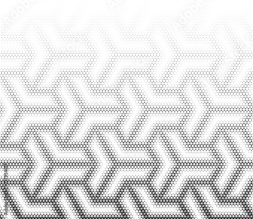 Geometric pattern. Stars and triangles on  white background.Seamless in one direction.Average fade out. 