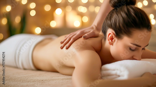 Spa Serenity Relaxed Woman Enjoying a Back Massage
