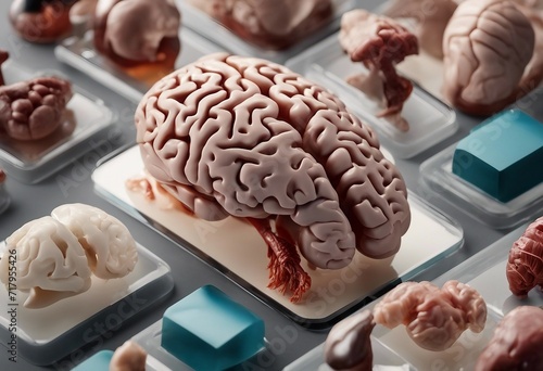 Collection of brain hear and lungs anatomy plastic science miniature models of human organs for chro photo