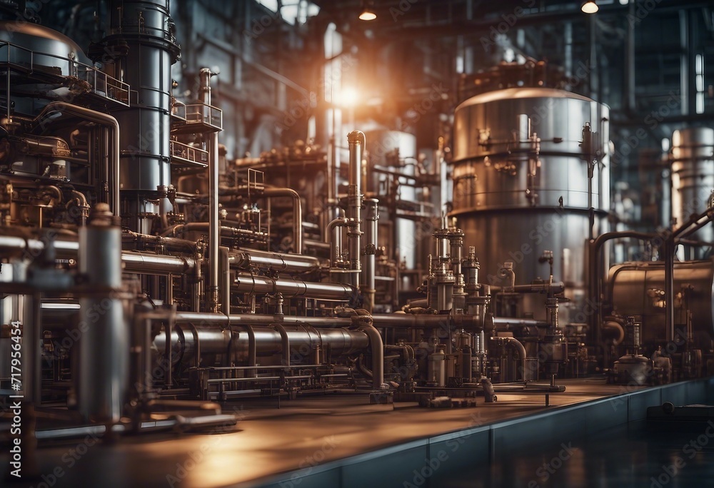 Oil and gas power plant refinery with storage tanks facility for oil production or petrochemical fac Oil and gas power plant refinery with storage tanks facility for oil production or petrochemical fac