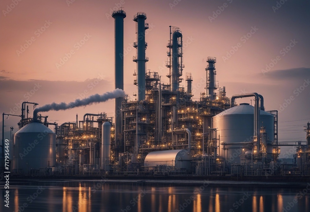 Oil and gas power plant refinery with storage tanks facility for oil production or petrochemical fac