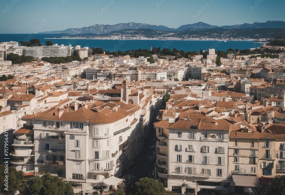 Panoramic high angle view of the city of cannes the famous city of the south of france