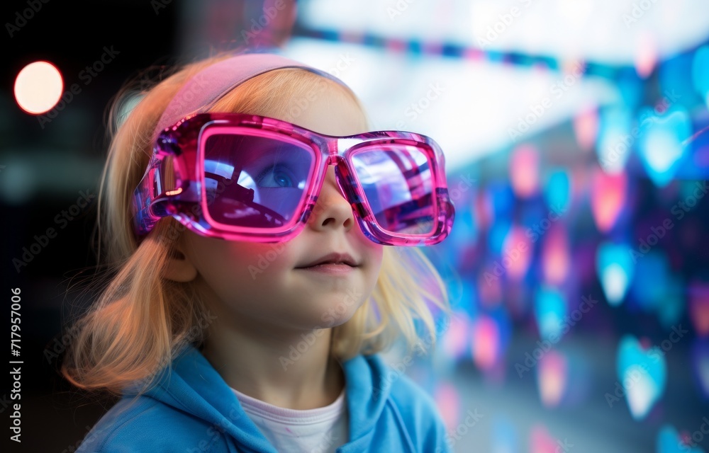 Adorable girl with heart shaped glasses