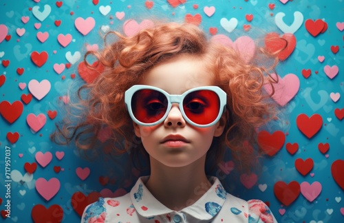 Adorable girl with heart shaped glasses