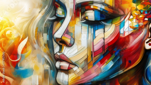 abstract background of woman face, close up of colorful background.