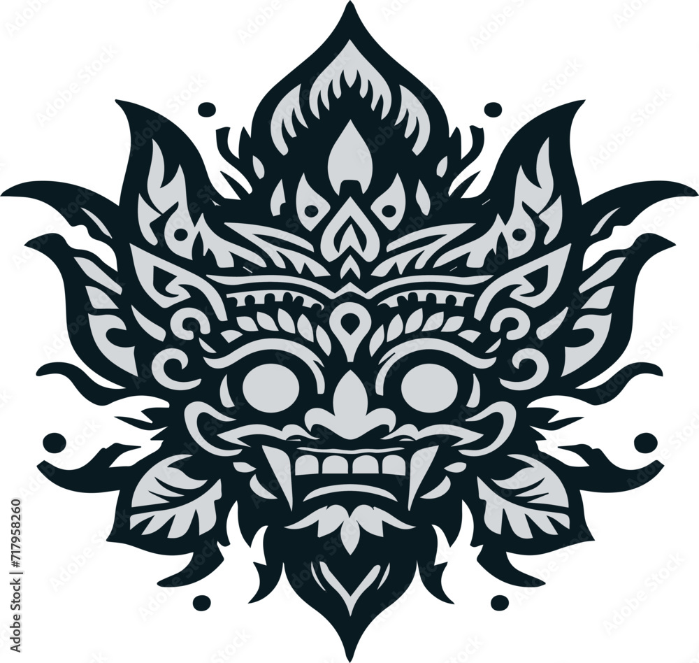Barong traditional ritual Balinese mask vector illustration Barong traditional ritual Balinese mask vector illustration
