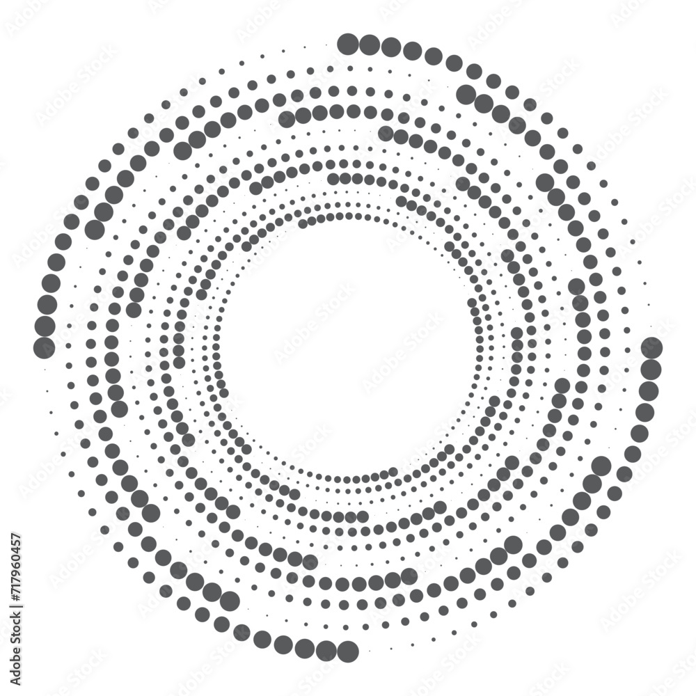Halftone circular dotted frame. Round dotted frame. Vector rotating dotted circles design. Round border icon. Round logo Halftone circular dotted frame. Round dotted frame. Vector rotating dotted circles design. Round border icon. Round logo