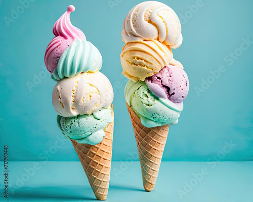 Photorealistic Ice Cream Scooper - Artistic Pop Art Popsicles with Unique Color Combinations Gen AI photo