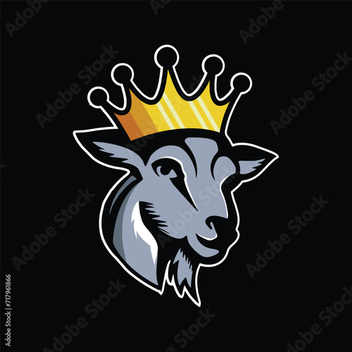 Vector Logo Illustration Goat Simple Mascot Style.