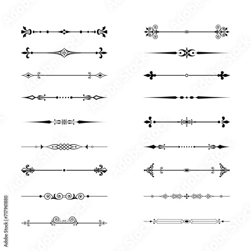 Classic line separators. Flourishes decorative dividers, book embellishment decoration ornaments, vintage vector text calligraphic boarders