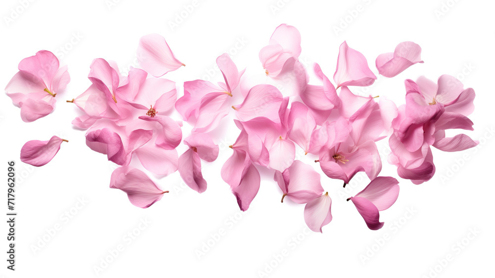 Pink sakura petals in fall isolated on a blank white background Pink sakura petals in fall isolated on a blank white background