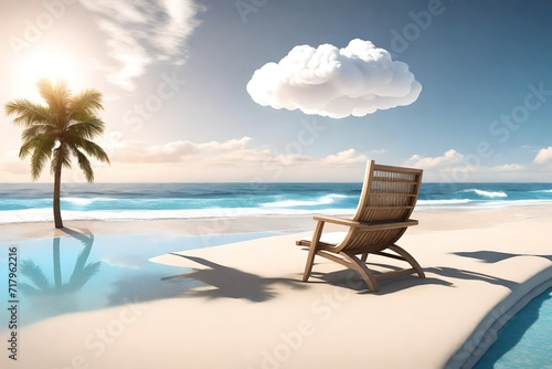 chairs and umbrella on the beach. AI generated
