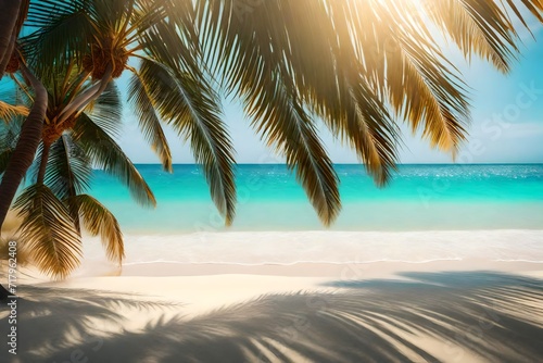 palm tree on the beach. AI generated © Muhammad