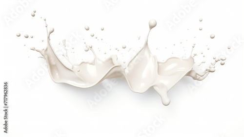 Splashes of milk isolated against a stark white background