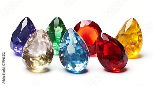 Isolated realistic gemstones on a white background