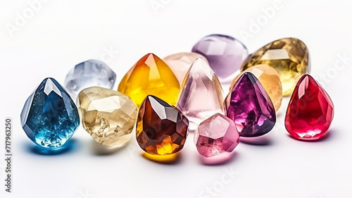 Isolated realistic gemstones on a white background