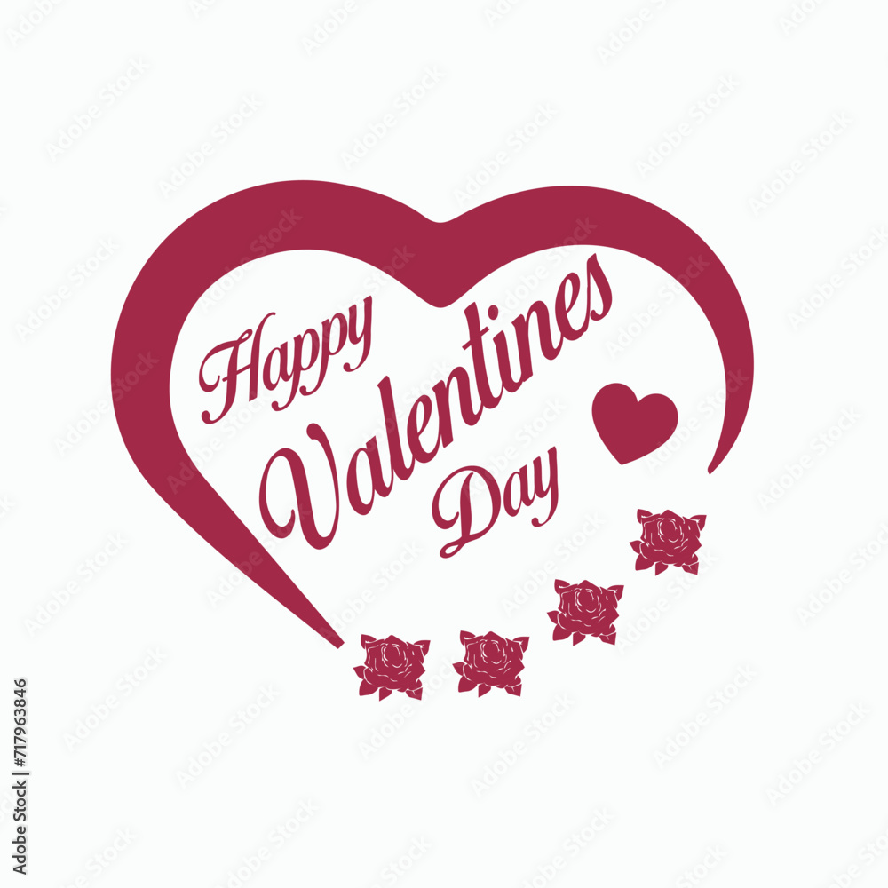 valentines day logo design with rose vector