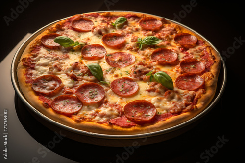 pepperoni pizza, in the style of lightbox, detailed