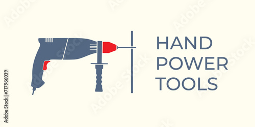 Power hand tools. Construction electric  tool. Tool for wood, metal, stone. Electric construction tools, isolated flat vector icons. Saws, jigsaw, spray gun, drill, sanding machine.
