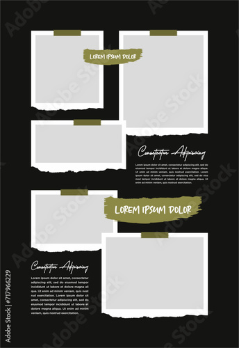 Pictures or photos frame collage. comics page grid layout abstract photo frames and digital photo wall template