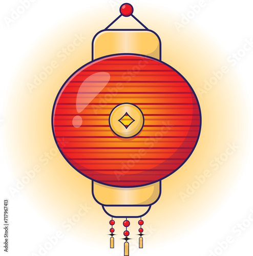 Cute cartoon Chinese new year lantern vector illustration