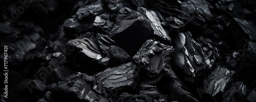 A pile of shiny black coal. generative AI © original logo