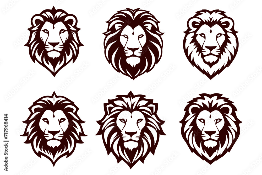 collection lion simple mascot logo design illustration