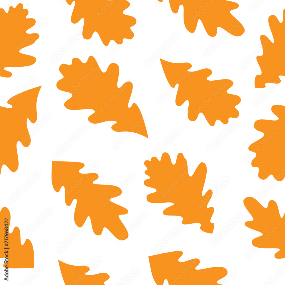 Obraz premium Seamless pattern of autumn oak leaves isolated on white background. Hand drawn vector illustration.