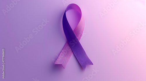 World cancer day inscription. healthcare and medicine concept - Purple cancer awareness ribbon on isolated white background. 4 february day, Bright color, ultra realistic, generative ai photo