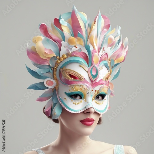 Women's wearing a colorful carnival mask with beautiful background.