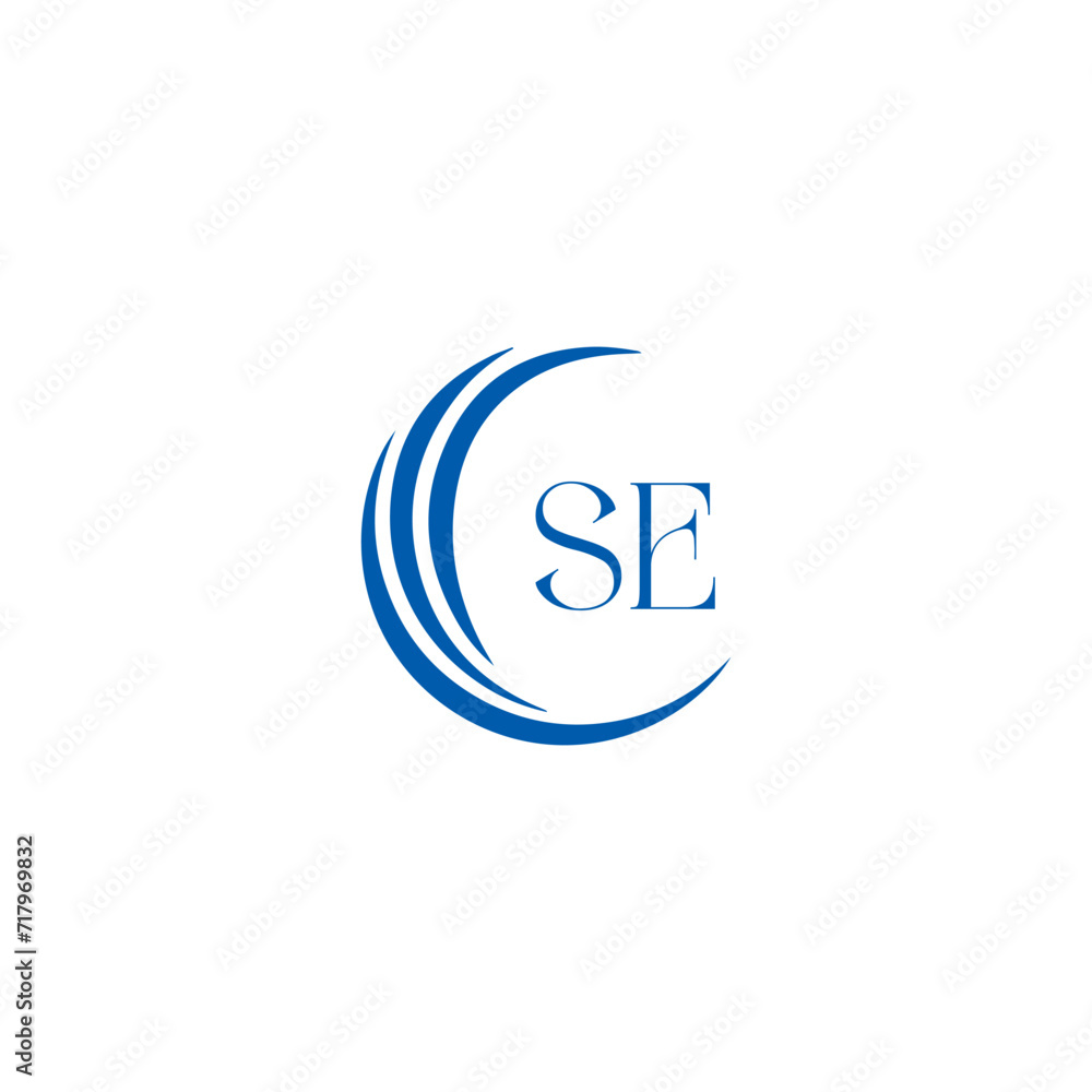 SE logo. S E design. White SE letter. SE, S E letter logo SET design. Initial letter SE linked circle uppercase monogram logo. S E letter logo SET vector design. SE letter logo design five style.	

