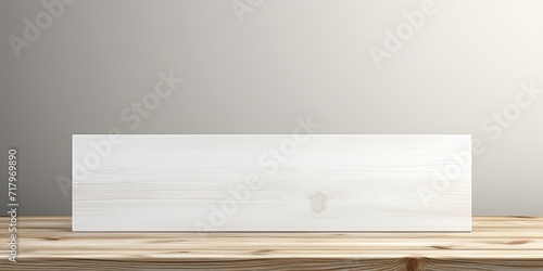 Isolated white wood tabletop panel for displaying product advertisements.