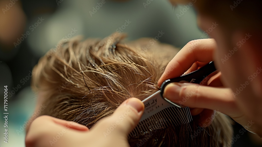 a man with a haircut in a barber shop a man with a haircut in a barber shop