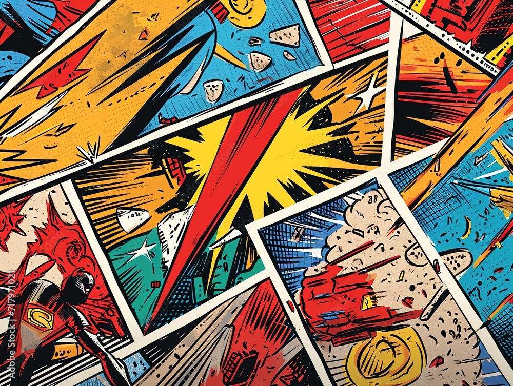 Naklejka premium Blank colorful comic abstract background template 