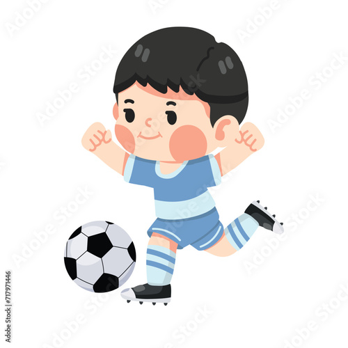 little kid boy play football